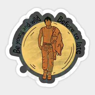 Willd young boy Sticker